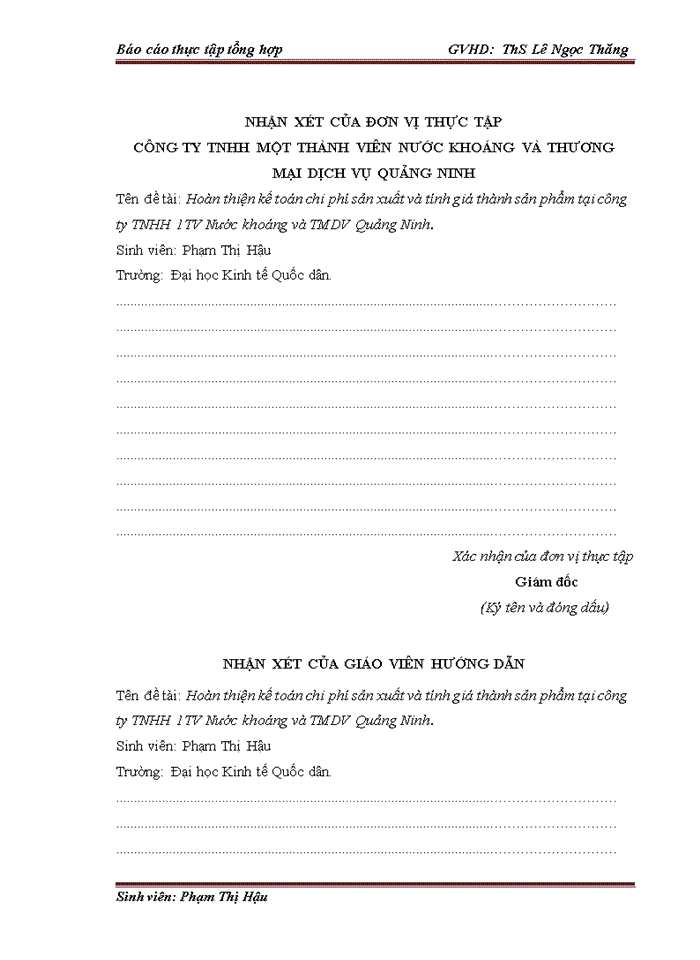 image for page Hoàn thiện kế toán chi phí sản xuất và tính giá thành sản phẩm tại công ty tnhh 1tv nước khoáng và tmdv quảng ninh