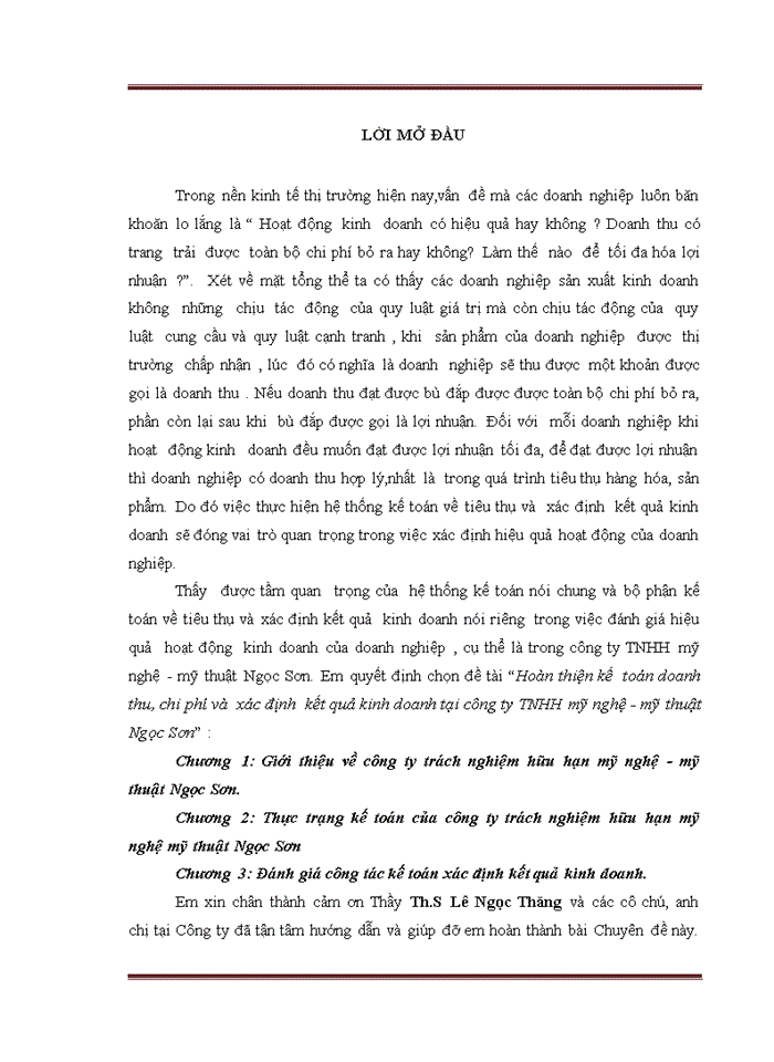 image for page Hoàn thiện kế toán doanh thu, chi phí và xác định kết quả kinh doanh tại công ty trách nhiệm hữu hạn  mỹ nghệ - mỹ thuật ngọc sơn