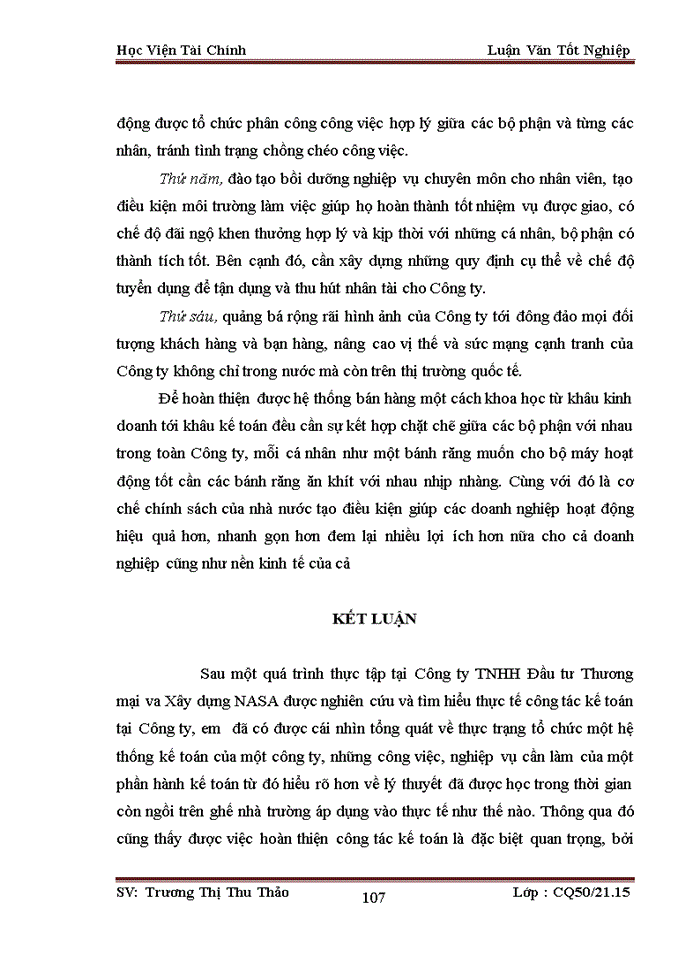 image for page Tổ chức kế toán bán hàng và xác định kết quả bán hàng tại Công ty TNHH Đầu tư Thương mại và Xây dựng NASA