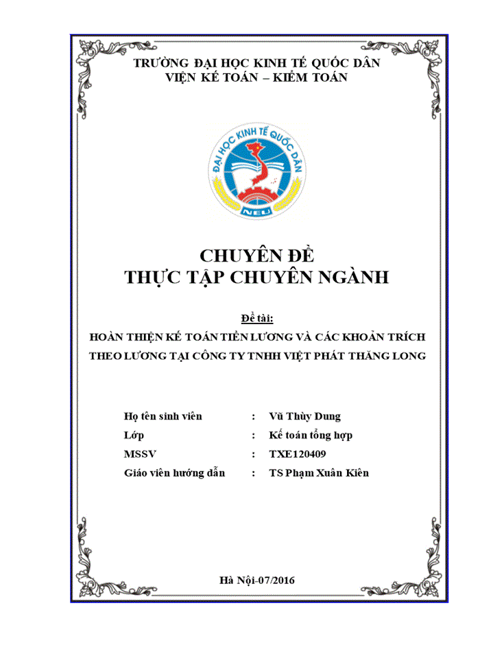 image for page Hoàn thiện kế toán tiền lương và các khoản trích theo lương tại công ty tnhh việt phát thăng long