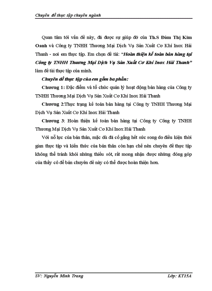 image for page Hoàn thiện kế toán bán hàng tại công ty trách nhiệm hữu hạn thương mại dịch vụ sản xuất inox hải thanh