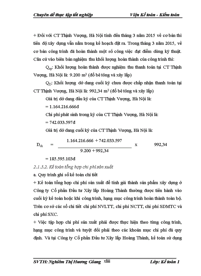 image for page Kế toán chi phí sản xuất và tính giá thành sản phẩm xây dựng tại công ty cổ phần đầu tư xây lắp hoàng thành