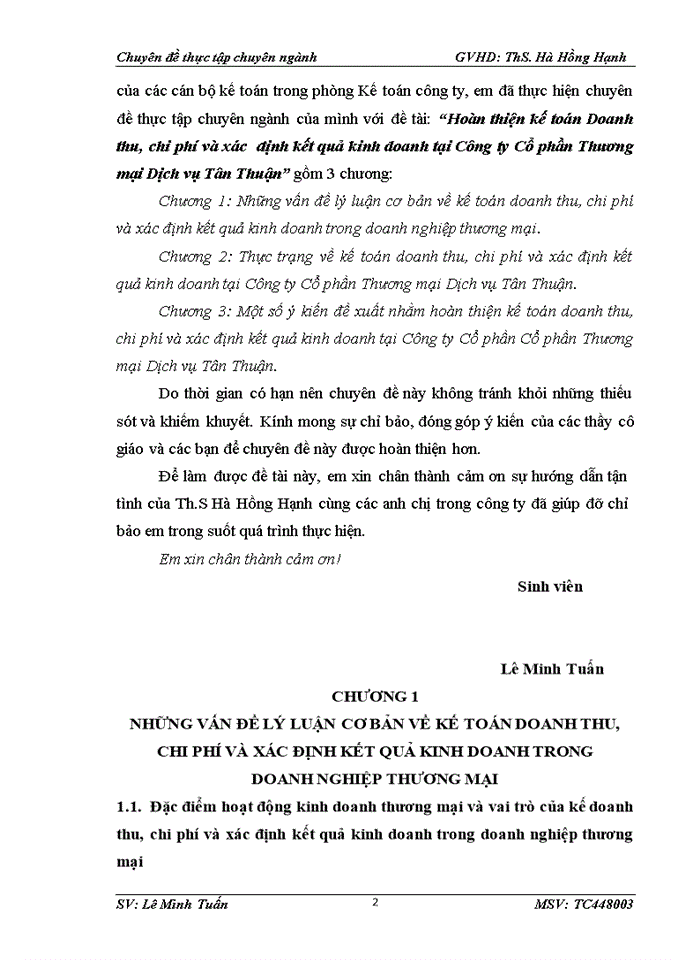 image for page Hoàn thiện kế toán doanh thu, chi phí và xác định kết quả kinh doanh tại công ty cổ phần thương mại dịch vụ tân thuận