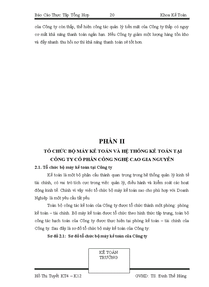 image for page Tổ chức bộ máy Kế toán và hệ thống Kế toán tại Công ty Cổ phần Công nghệ cao Gia Nguyễn