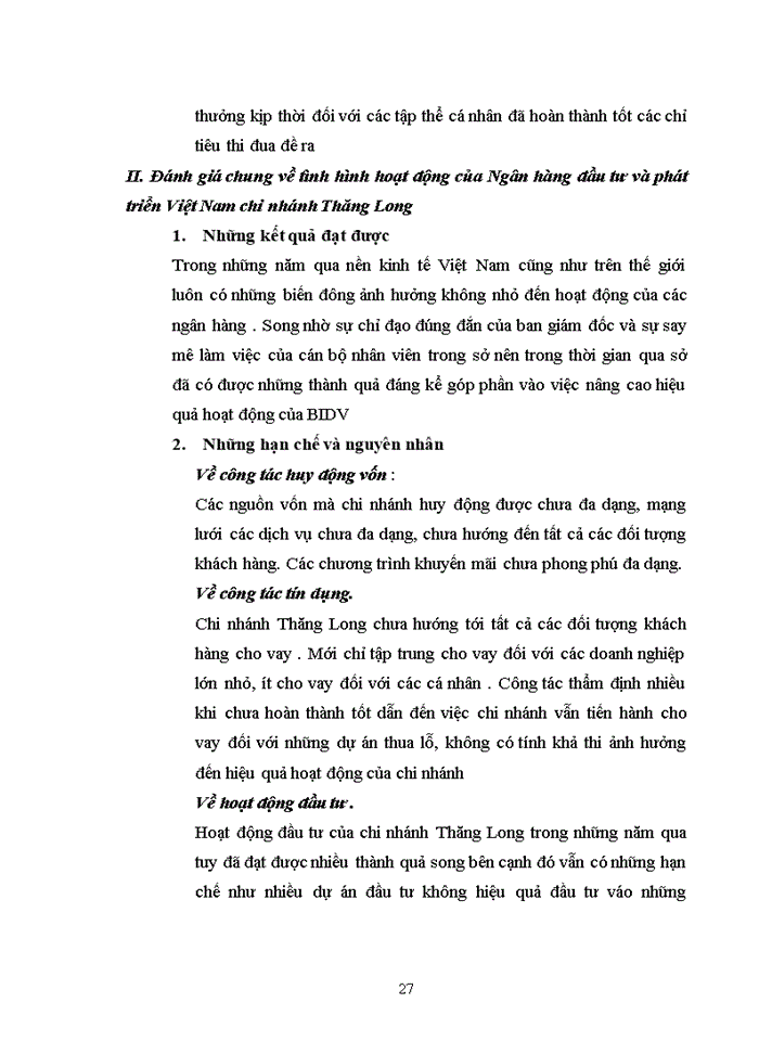 image for page Thực trạng tình hình hoạt động của Ngân hàng đầu tư và phát triển Việt Nam chi nhánh Thăng Long