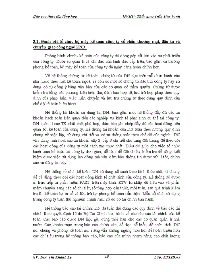 image for page Tổ chức bộ máy kế toán và hệ thống kế toán tại công ty cổ phần thương mại, đầu tư và chuyển giao công nghệ KND