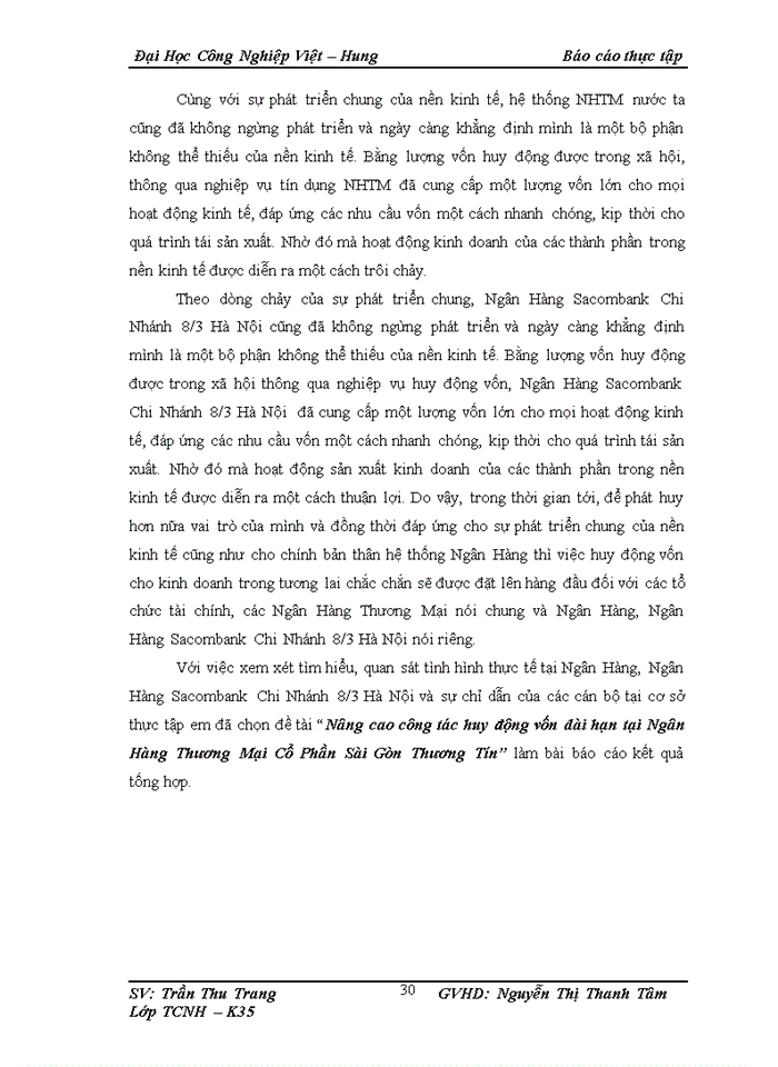 image for page Tình hình hoạt động kinh doanh của Ngân Hàng Sacombank Chi Nhánh 8/3 Hà Nội những năm gần đây