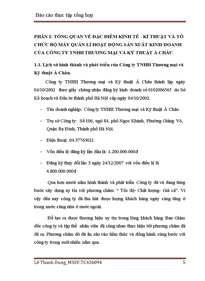 image for page Tổ chức bộ máy kế toán tại Công ty TNHH Thương mại và Kỹ thuật Á Châu