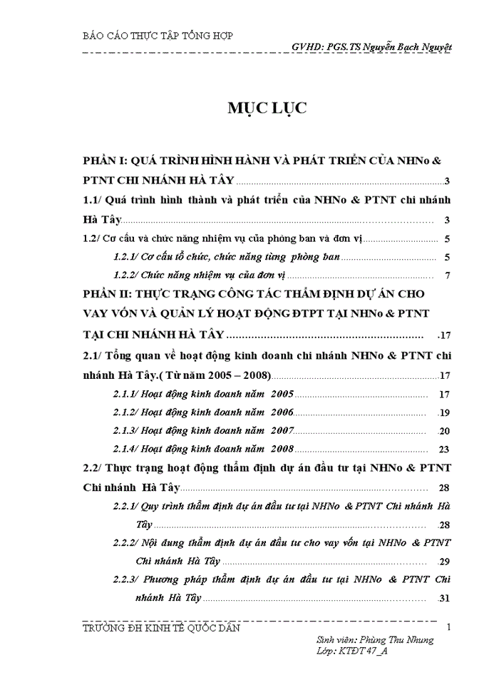 image for page Tổng quan về hoạt động kinh doanh chi nhánh NHNo & PTNT chi         nhánh Hà Tây
