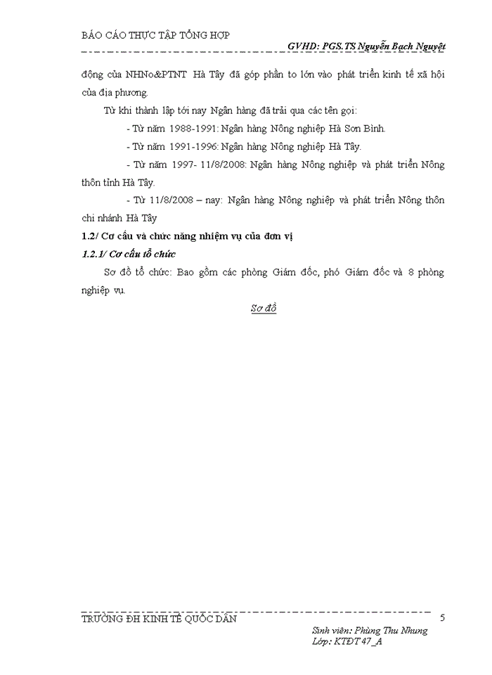 image for page Tổng quan về hoạt động kinh doanh chi nhánh NHNo & PTNT chi         nhánh Hà Tây