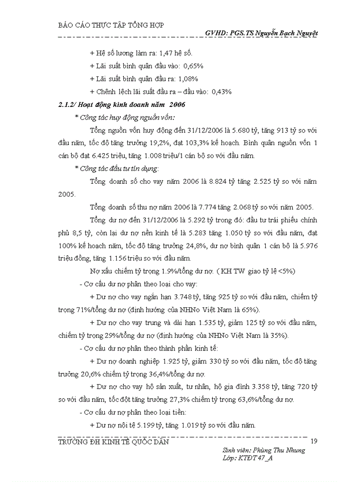 image for page Tổng quan về hoạt động kinh doanh chi nhánh NHNo & PTNT chi         nhánh Hà Tây