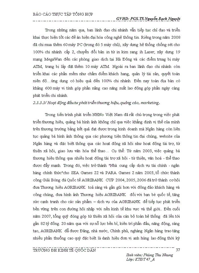 image for page Tổng quan về hoạt động kinh doanh chi nhánh NHNo & PTNT chi         nhánh Hà Tây