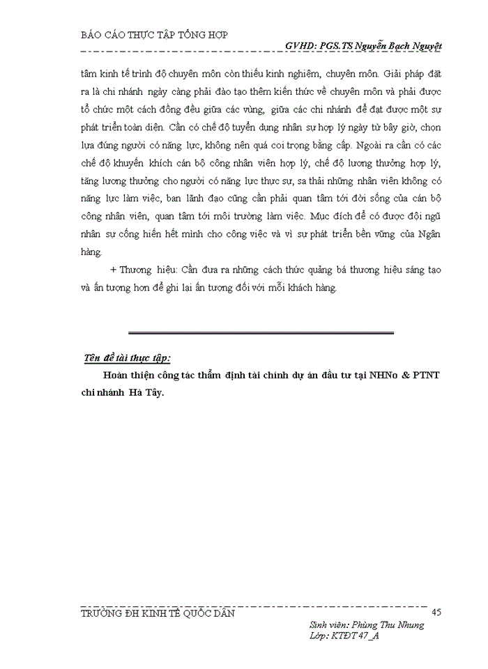 image for page Tổng quan về hoạt động kinh doanh chi nhánh NHNo & PTNT chi         nhánh Hà Tây