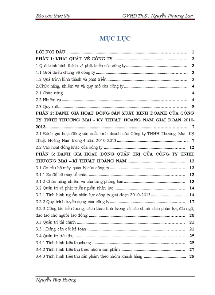 Đánh giá hoạt động sản xuất kinh doanh của Công ty TNHH Thương Mại- Kỹ Thuật Hoàng Nam trong 4 năm 2010-2013
