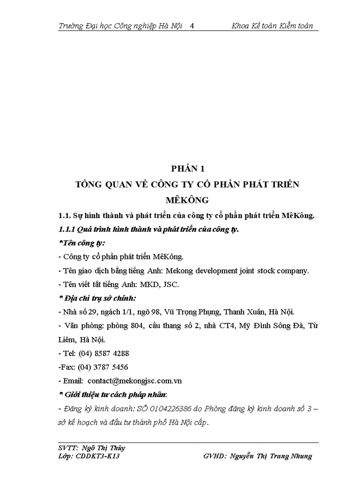 image for page Những vấn đề chung về công tác kế toán của công ty cổ phần phát triển MêKông.