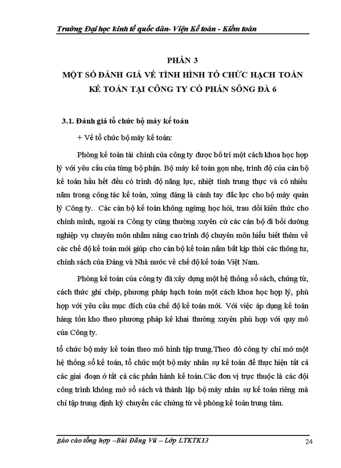image for page Tổ chức bộ máy kế toán và hệ thống kế toán của công ty cổ phần sông đà 6