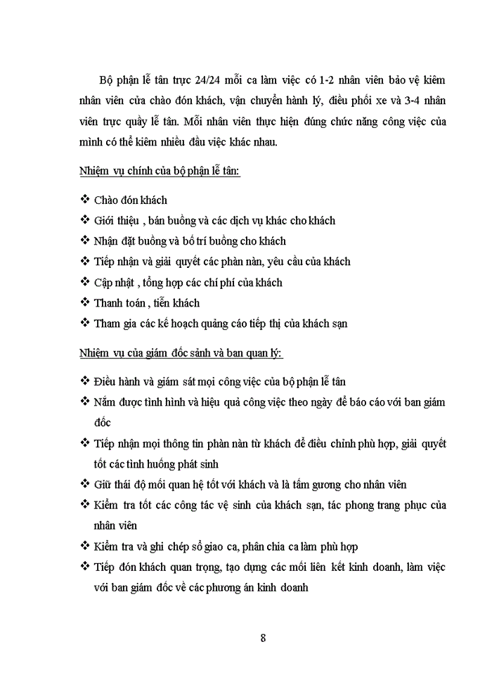 image for page Mô tả, nhận xét, đánh giá các nghiệp vụ đã thực tập tại khách sạn