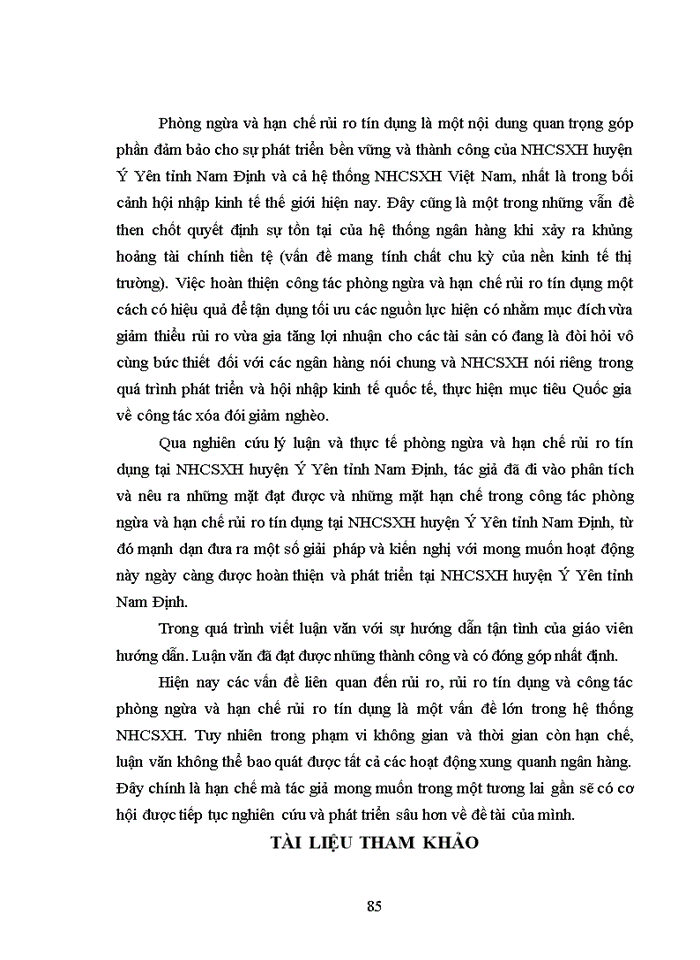 image for page Phòng ngừa và hạn chế rủi ro tín dụng tại ngân hàng chính sách xã hội huyện ý yên tỉnh nam định