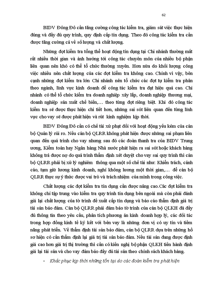 image for page Hoàn thiện công tác quản lý rủi ro tín dụng tại ngân hàng thương mại cổ phần đầu tư và phát triển VIỆT NAM - chi nhánh ĐÔNG ĐÔ
