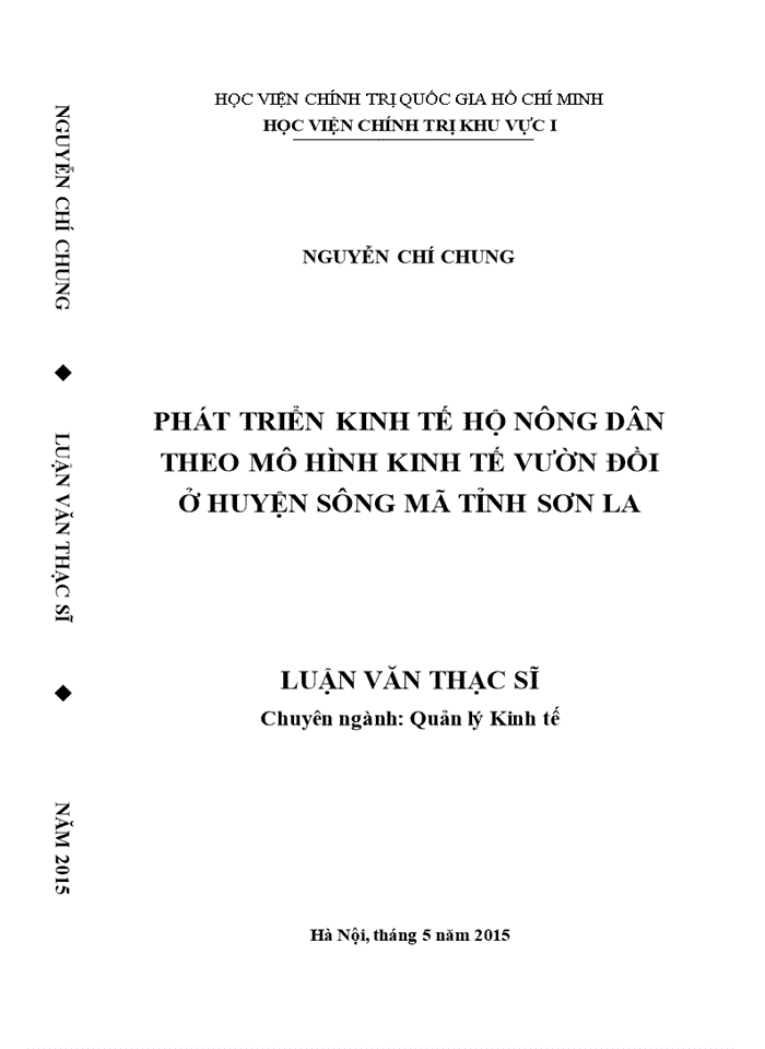 Phát triển kinh tế hộ nông dân theo mô hình kinh tế vườn đồi ở huyện sông MÃ tỉnh SƠN LA