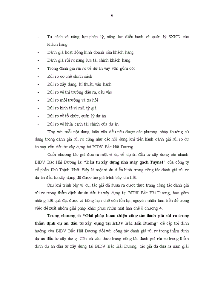 image for page Đánh giá rủi ro trong thẩm định dự án vay vốn đầu tư xây dựng tại ngân hàng tmcp đầu tư và phát triển việt nam chi nhánh bắc hải dương