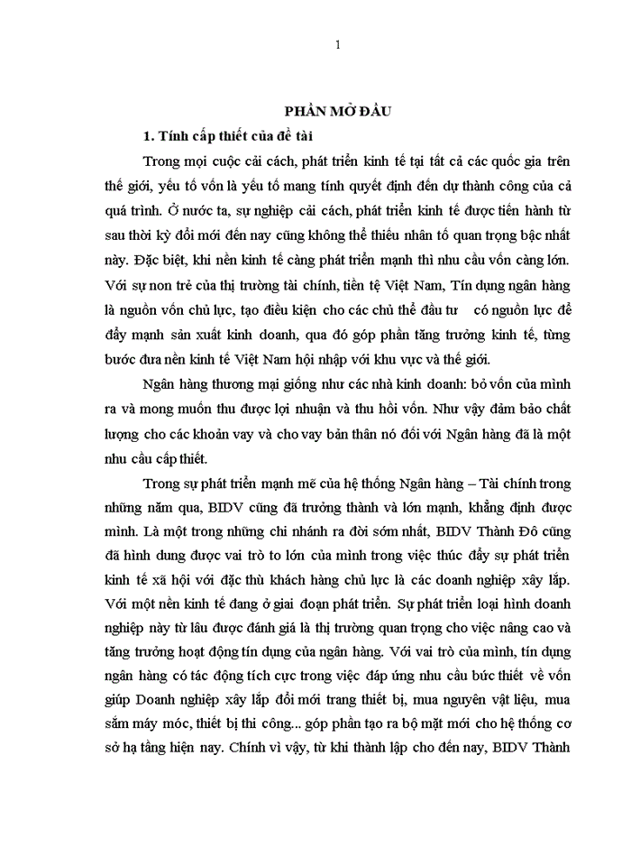 image for page Nâng cao chất lượng tín dụng đối với Doanh nghiệp xây lắp tại Ngân hàng TMCP Đầu tư và Phát triển Việt Nam – Chi nhánh Thành Đô