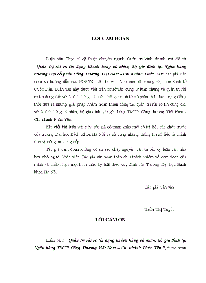 image for page Quản trị rủi ro tín dụng khách hàng cá nhân, hộ gia đình tại ngân hàng thương mại cổ phần công thương việt nam chi nhánh phúc yên