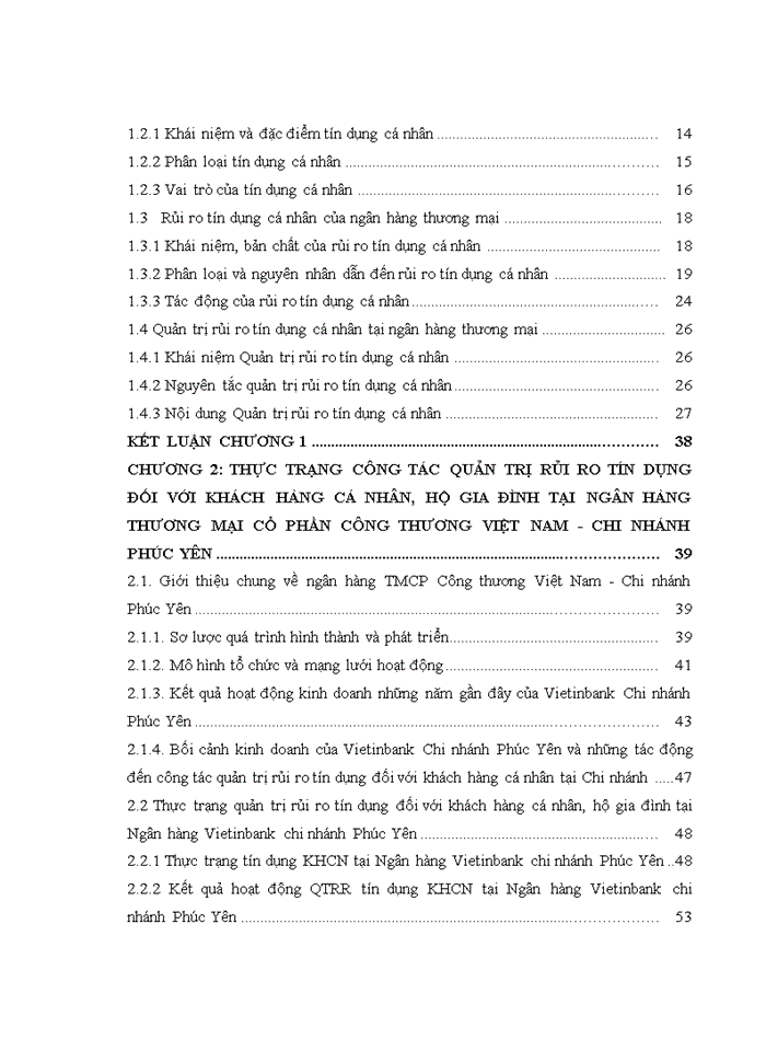 image for page Quản trị rủi ro tín dụng khách hàng cá nhân, hộ gia đình tại ngân hàng thương mại cổ phần công thương việt nam chi nhánh phúc yên