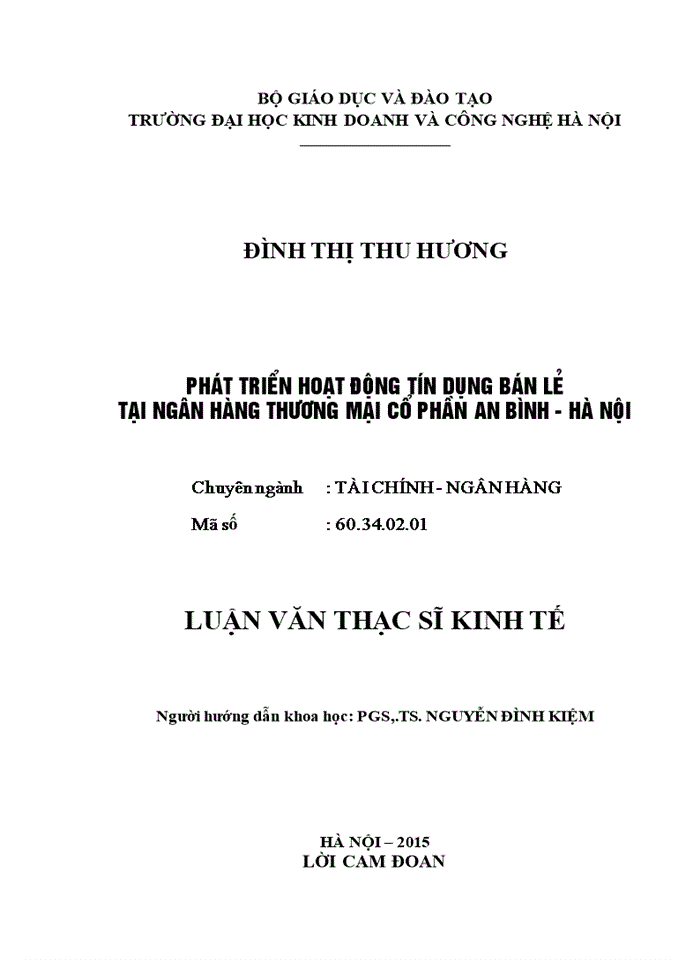 image for page Phát triển hoạt động tín dụng bán lẻ tại ngân hàng thương mại cổ phần an bình - hà nội