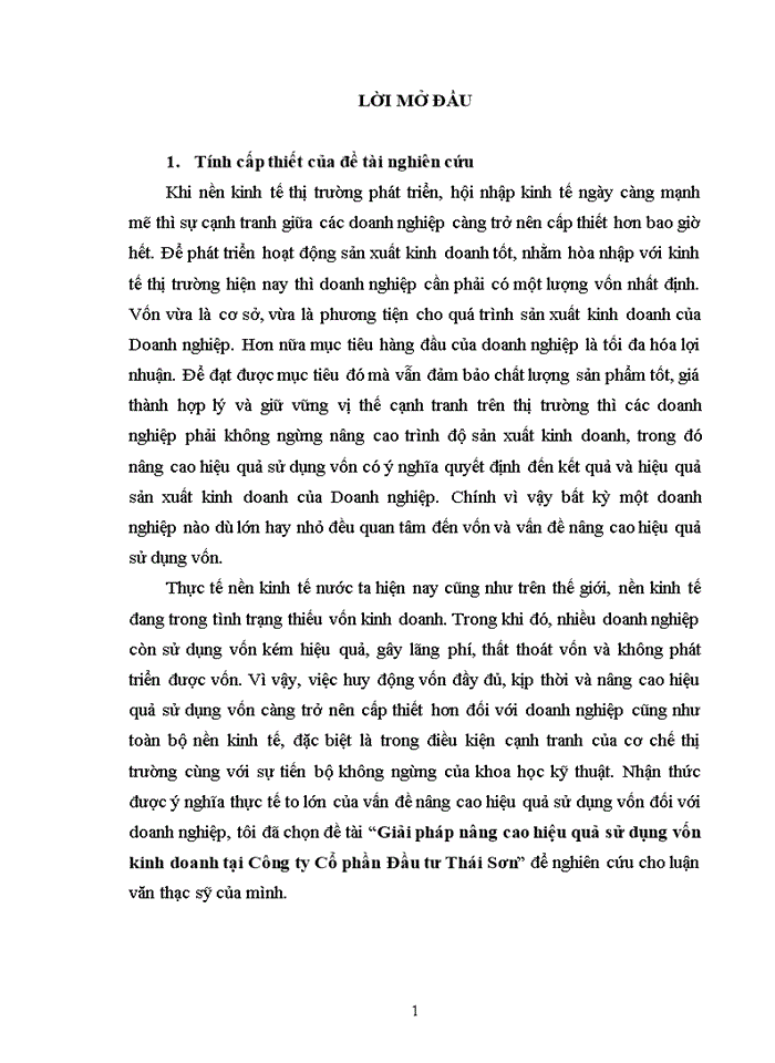 image for page Giải pháp nâng cao hiệu quả sử dụng vốn kinh doanh tại công ty cổ phần đầu tư thái sơn