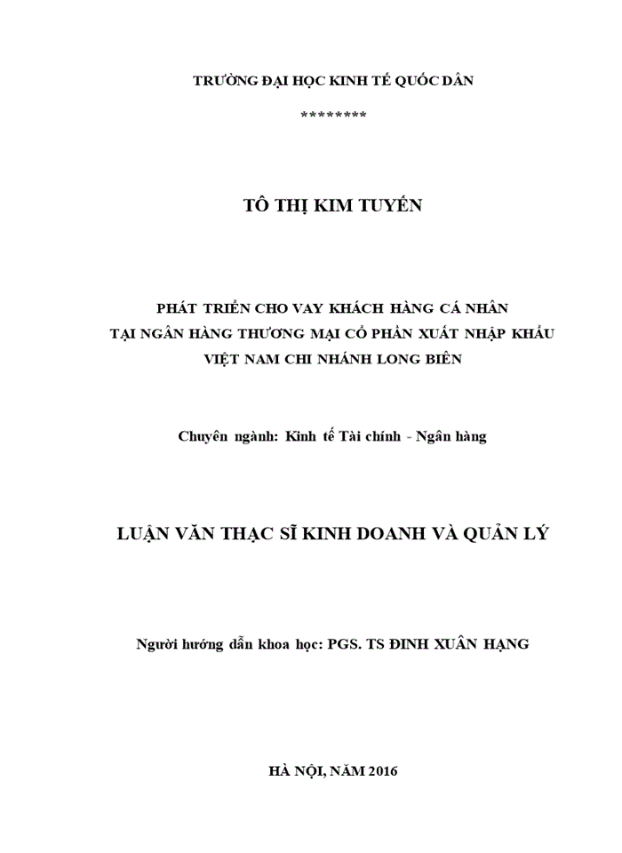 image for page Phát triển cho vay khách hàng cá nhân tại ngân hàng thương mại cổ phần xuất nhập khẩu việt nam chi nhánh long biên