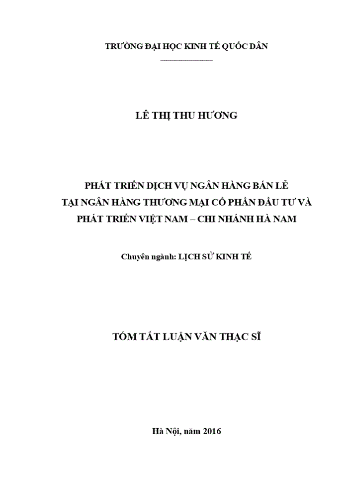 image for page Phát triển dịch vụ ngân hàng bán lẻ tại ngân hàng thương mại cổ phần đầu tư và phát triển việt nam – chi nhánh hà nam