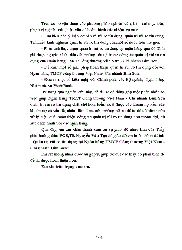 image for page Quản trị rủi ro tín dụng tại ngân hàng tmcp công thương việt nam - chi nhánh bỉm sơn thanh hóa