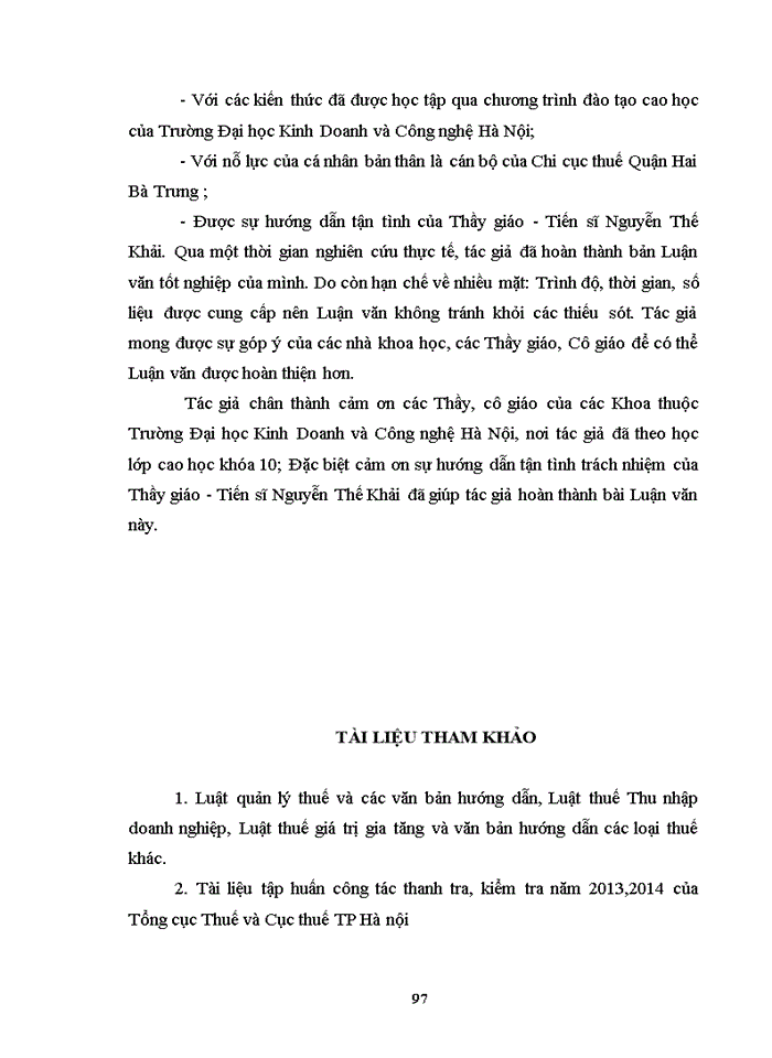 image for page Hoàn thiện công tác phân tích những chỉ tiêu chủ yếu trên báo cáo tài chính phục vụ công tác thanh tra, kiểm tra thuế giá trị gia tăng và thuế thu nhập doanh nghiệp đối với các doanh nghiệp nhỏ và vừa trên địa bàn quận hai bà trưng