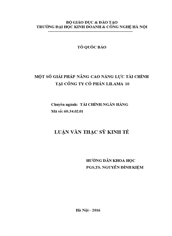 Một số giải pháp nâng cao năng lực tài chính tại công ty cổ phần LILAMA 10