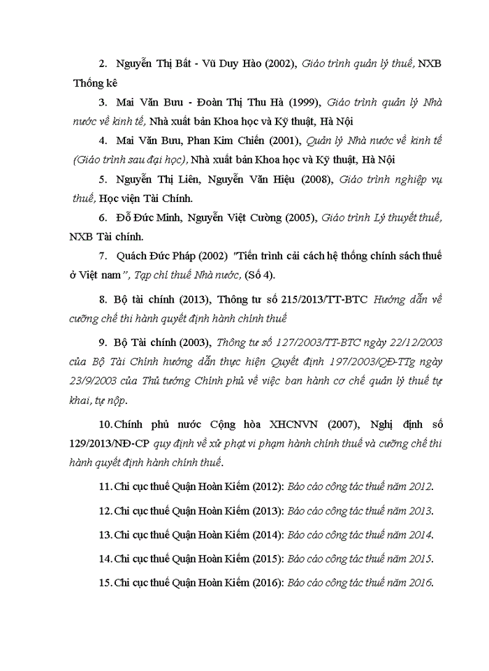 image for page Giải pháp hoàn thiện công tác quản lý nợ thuế và cưỡng chế nợ thuế tại  chi cục thuế quận hoàn kiếm, thành phố hà nội