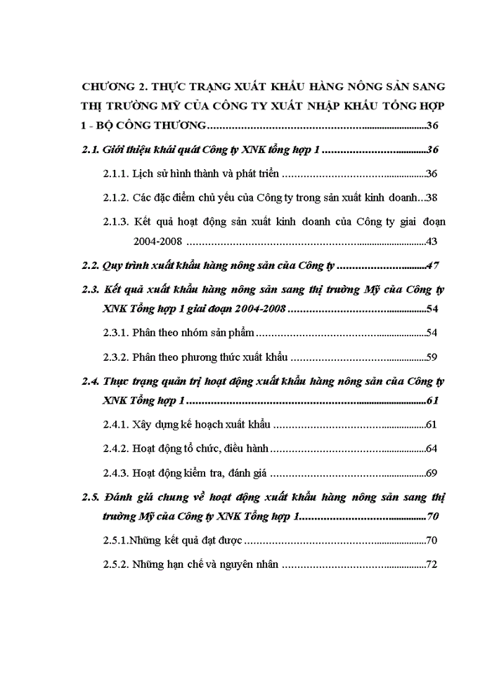 Giải pháp thúc đẩy hoạt động xuất khẩu nông sản sang thị trường mỹ tại công ty xuất nhập khẩu tổng hợp 1 - bộ công thương