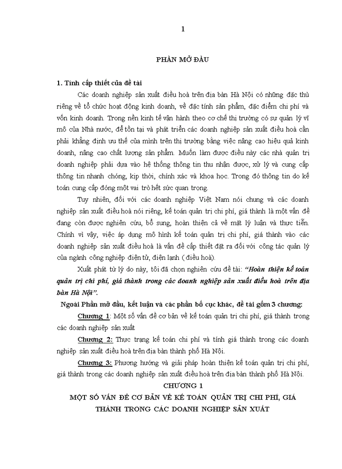 image for page Hoàn thiện kế toán quản trị chi phí, giá thành trong các doanh nghiệp sản xuất điều hoà trên địa bàn Hà Nội