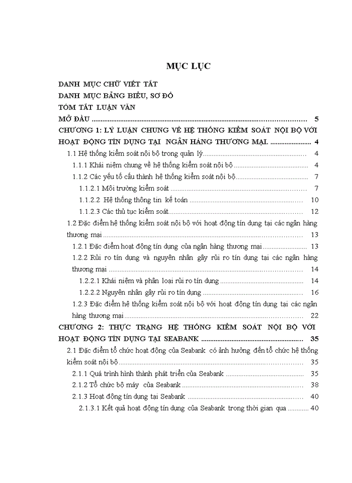 image for page Hoàn thiện hệ thống kiểm soát nội bộ với hoạt động tín dụng tại ngân hàng thương mại cổ phần Đông Nam Á