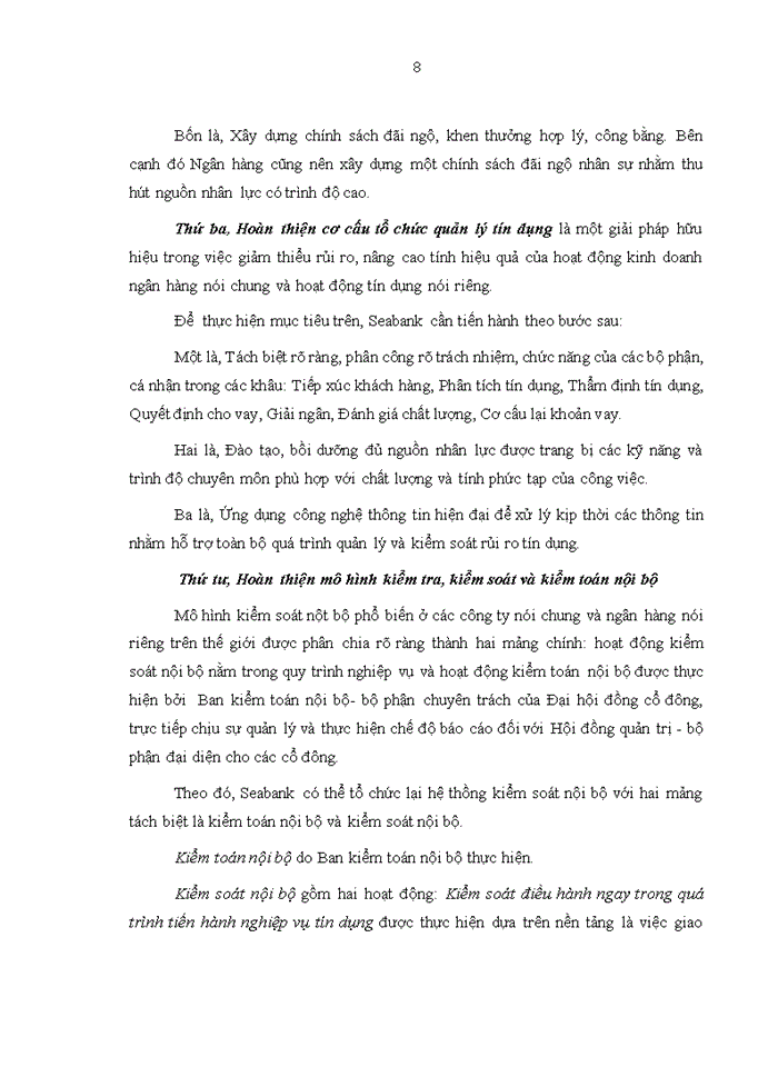 image for page Hoàn thiện hệ thống kiểm soát nội bộ với hoạt động tín dụng tại ngân hàng thương mại cổ phần Đông Nam Á