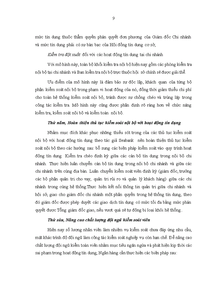 image for page Hoàn thiện hệ thống kiểm soát nội bộ với hoạt động tín dụng tại ngân hàng thương mại cổ phần Đông Nam Á