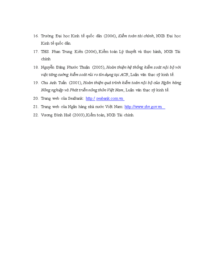 image for page Hoàn thiện hệ thống kiểm soát nội bộ với hoạt động tín dụng tại ngân hàng thương mại cổ phần Đông Nam Á