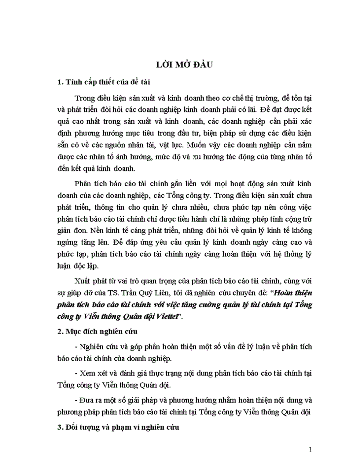 image for page Hoàn thiện phân tích báo cáo tài chính với việc tăng cường quản lý tài chính tại Tổng công ty Viễn thông Quân đội Viettel