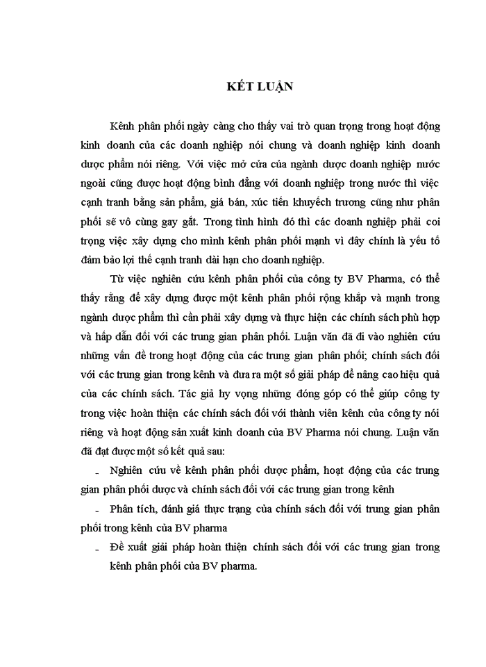 image for page Chính sách đối với trung gian thương mại trong kênh phân phối thuốc không kê đơn ở công ty cổ phần dược phẩm BV