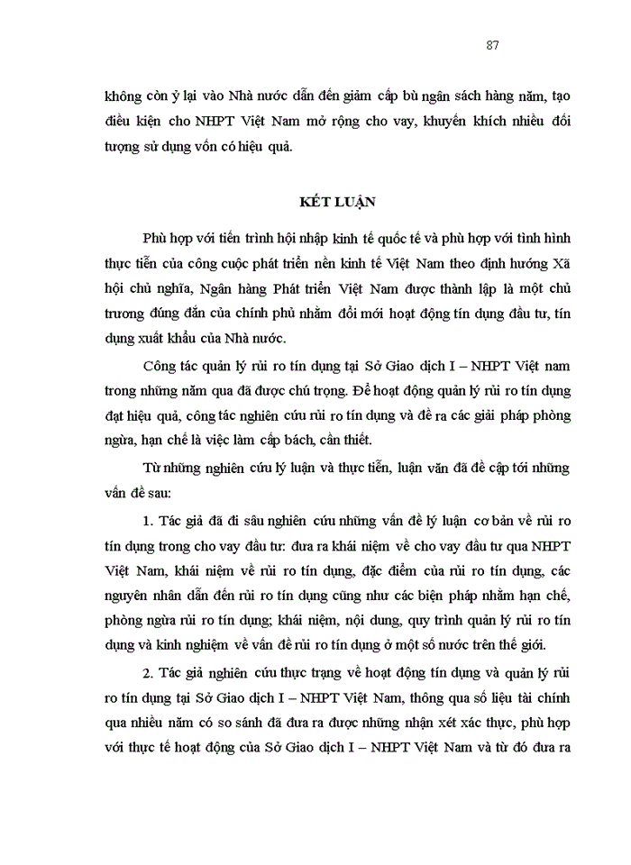 image for page Quản lý rủi ro tín dụng trong cho vay đầu tư tại Sở giao dịch I – Ngân hàng phát triển Việt Nam