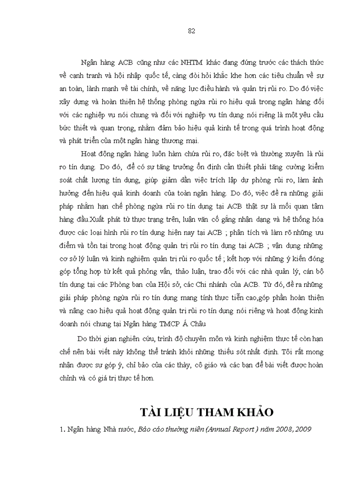 image for page Rủi ro tín dụng tại Ngân hàng TMCP Á Châu. Thực trạng và giải pháp