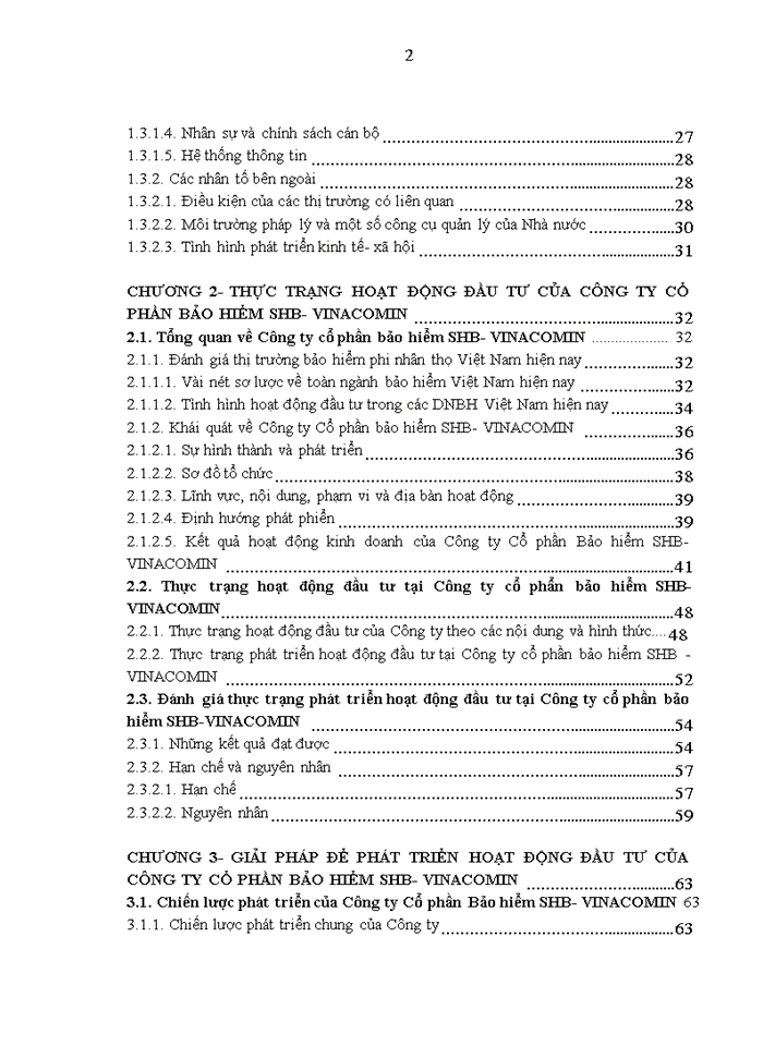 Phát triển hoạt động đầu tư của Công ty Cổ phần Bảo hiểm SHB- VINACOMIN