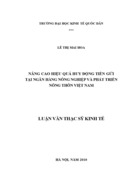 Nâng cao hiệu quả huy động tiền gửi tại ngân hàng nông nghiệp và phát triển nông thôn việt nam