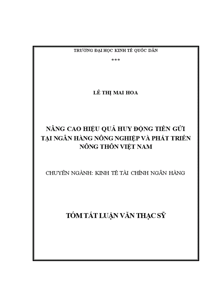 image for page Nâng cao hiệu quả huy động tiền gửi tại ngân hàng nông nghiệp và phát triển nông thôn việt nam