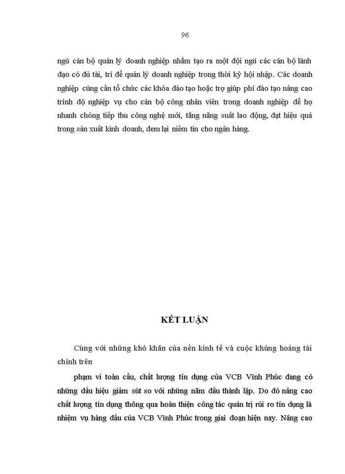 image for page Nâng cao chất lượng tín dụng đối với doanh nghiệp vừa và nhỏ tại Ngân hàng thương mại cổ phần Ngoại thương Việt Nam - Chi Nhánh Vĩnh Phúc